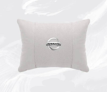 Nissan Car Neck & Lumbar Support Pillow for Sentra, Altima, X-Trail, Qashqai, Kicks & More - headrest 1pc white