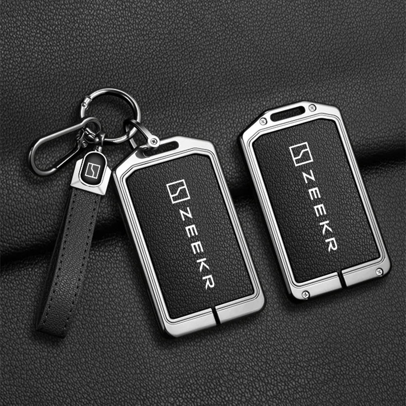 Zeekr 7X 009 007 001 NFC Zinc Alloy Leather Key Cover Case Chain