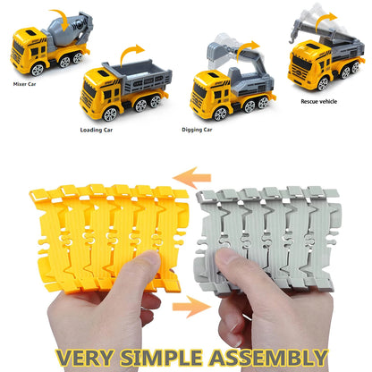 Kids Electric Track Car Set – Engineering Puzzle Racing Toy - 2pcs car-GC