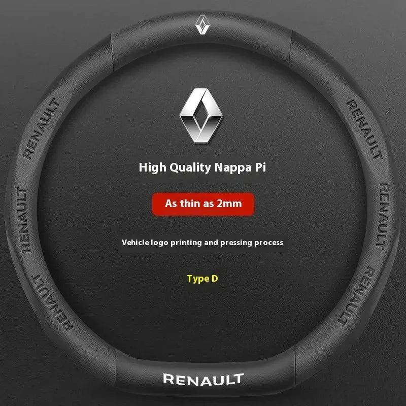 Renault Carbon Fiber Steering Wheel Cover - D Leather Black