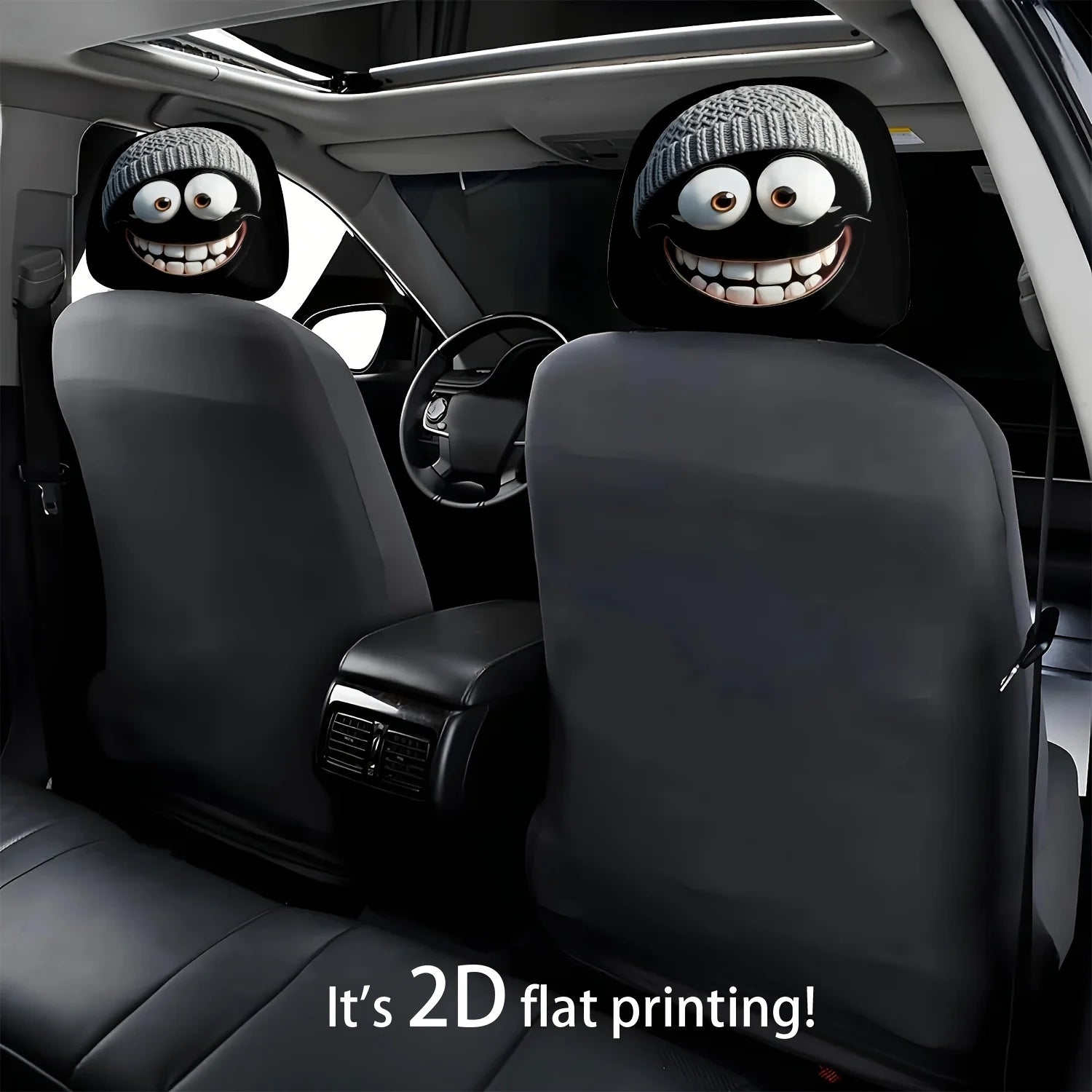 Knitted Cartoon Car Headrest Covers, Pair