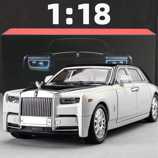 1:18 Rolls-Royce Phantom Diecast Model Car – Alloy Pull-Back Toy with Lights & Sound