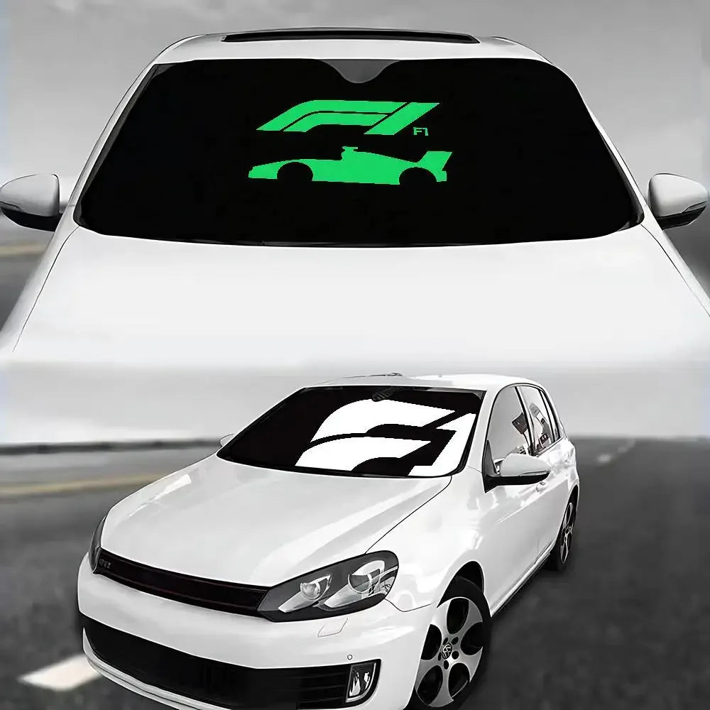 F1 Racing Pattern Universal Car Windshield Sunshade Folding Visor - A