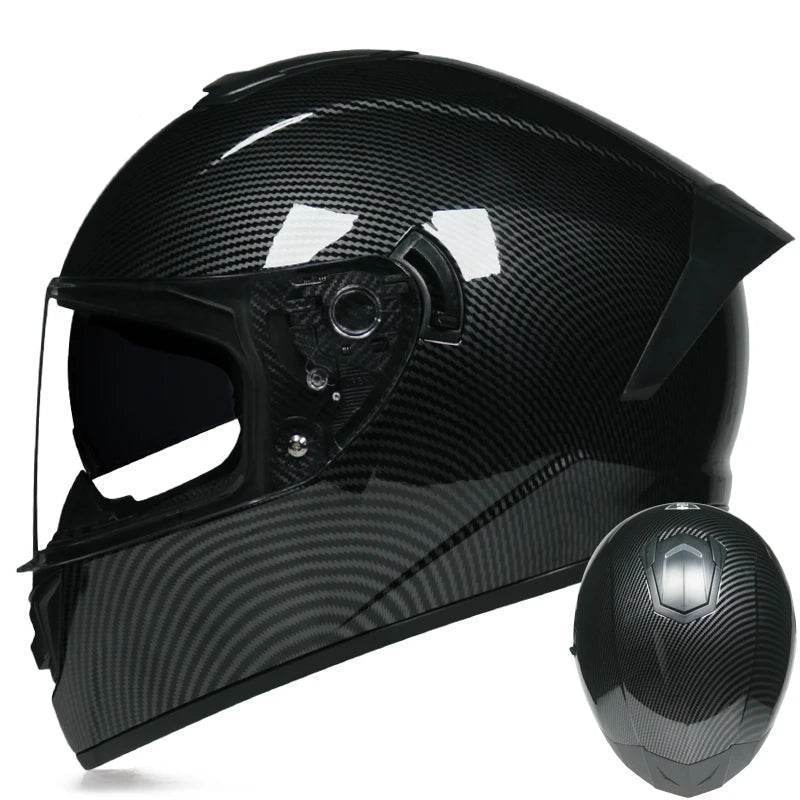 Full Face Motorcycle Racing Helmet – Winter Warm Double Visor Sports Helmet for Motorbike Riders - 1 / S