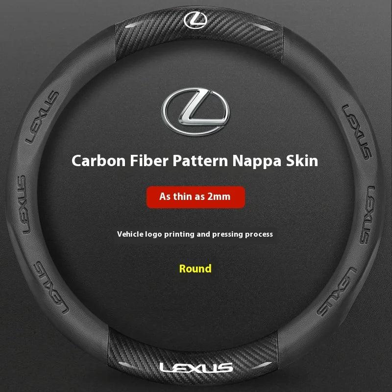 Lexus ES RX NX IS GS Suede Carbon Fiber Steering Wheel Cover - Carbon Black