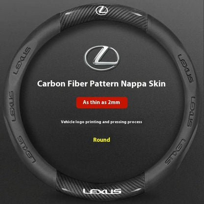 Lexus ES RX NX IS GS Suede Carbon Fiber Steering Wheel Cover - Carbon Black