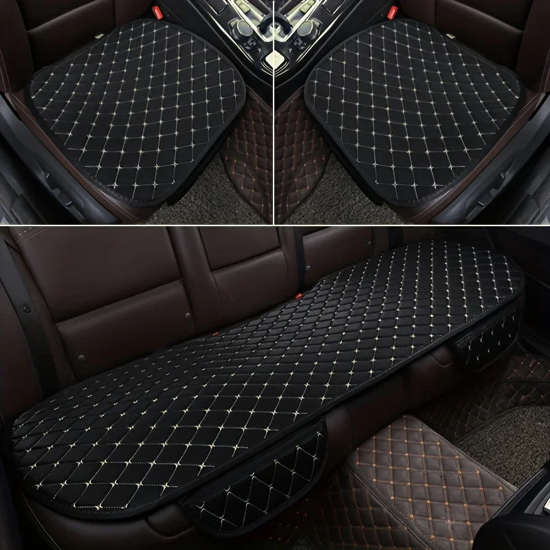 3Pcs Universal Cotton Linen Car Seat Cover Set - All Season