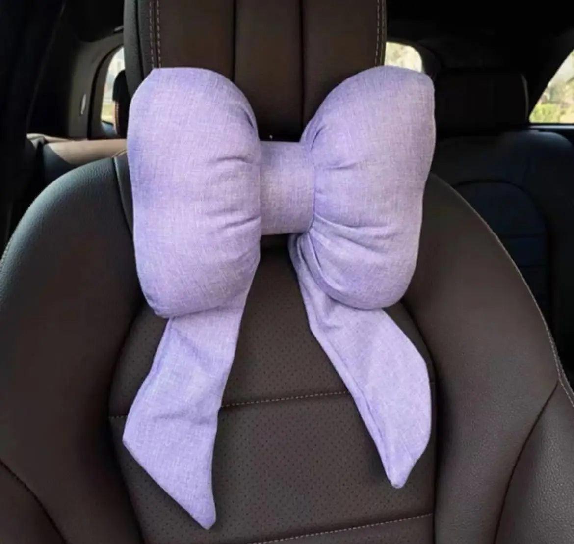 Butterfly Bow Tie Cotton Linen Car Neck Pillow Head Restraint