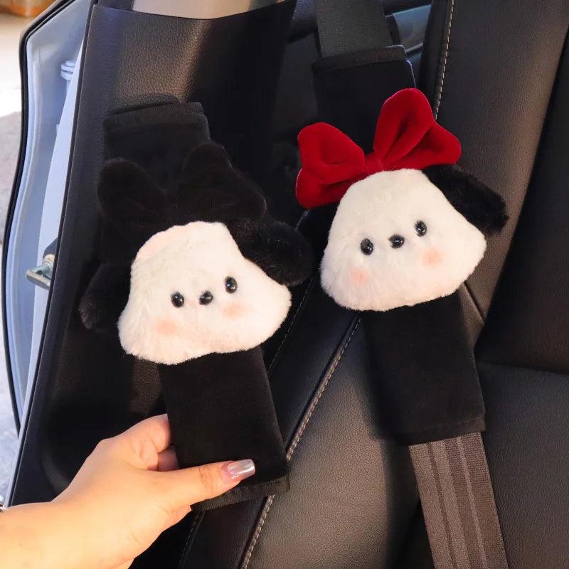 Cartoon Bow Dog Seatbelt Cover Cushion Pad - Kids Ladies Auto Safety