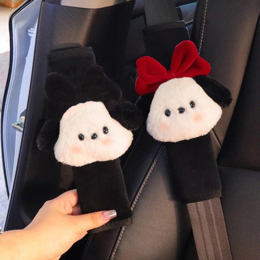 Cartoon Bow Dog Seatbelt Cover Cushion Pad - Kids Ladies Auto Safety