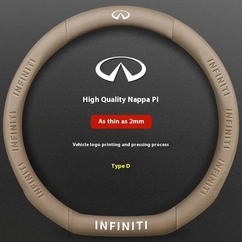 Infiniti Carbon Fiber Leather Steering Wheel Cover - D Leather Beige