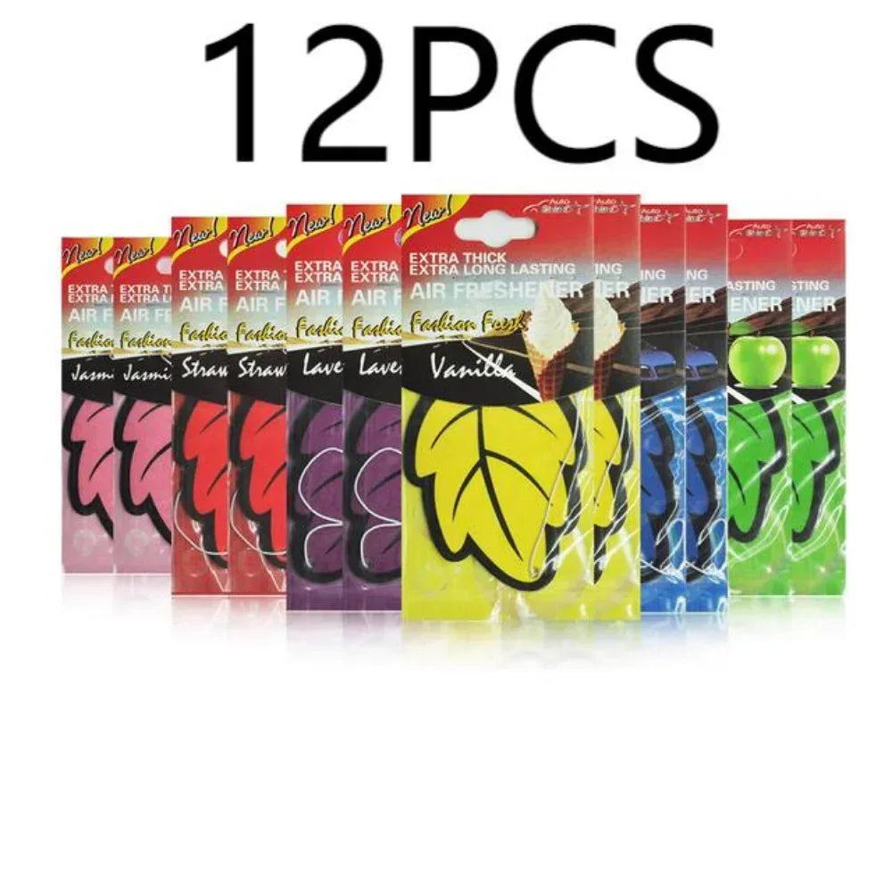 Leaf Shape Hanging Car Air Freshener - 12Pcs-mix