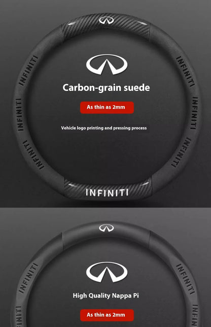 Infiniti Carbon Fiber Leather Steering Wheel Cover - O Leather Red
