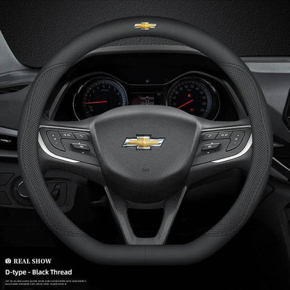 Chevrolet Leather Steering Wheel Cover – Fits Cruze, Camaro, Malibu, Silverado & More - DX-B
