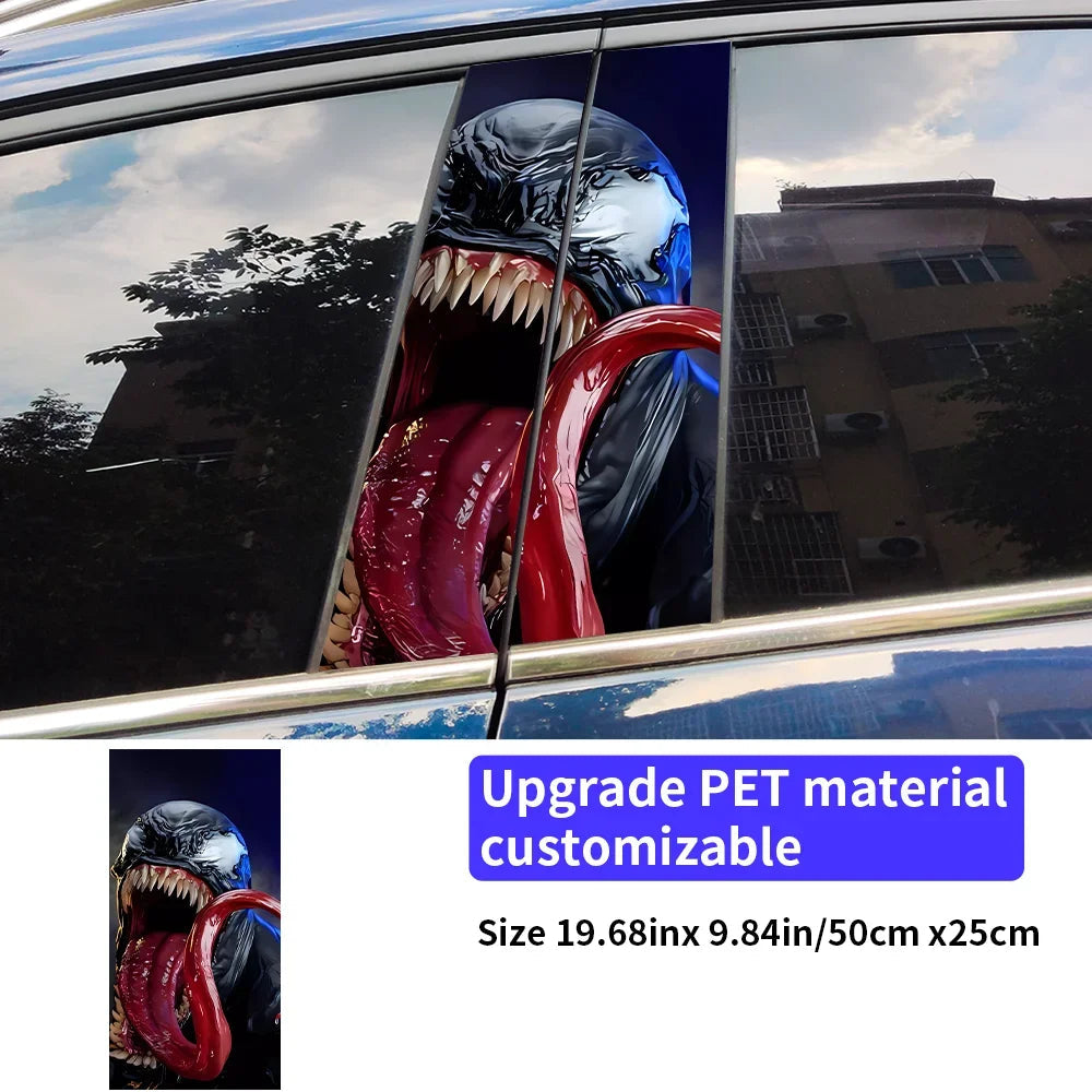 Venom Car Stickers – B-Pillar Center Column Vinyl Decals, Waterproof & Scratch-Proof - 1