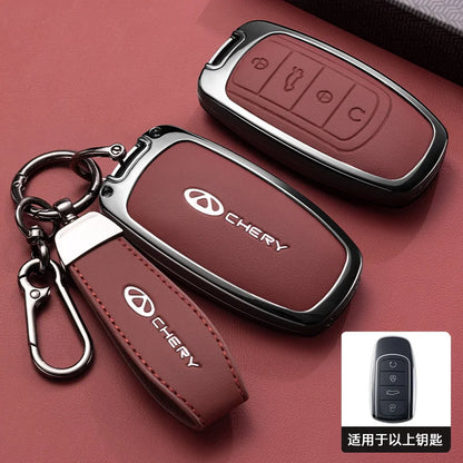 Chery Jaecoo Leather Key Case Holder with Chain - Tigo Omoda