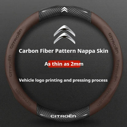 Citroen Leather Steering Wheel Cover - Round Brown A