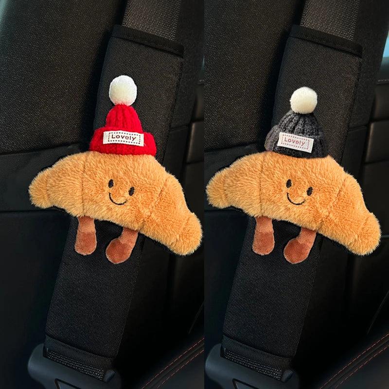 2pc Ice Silk Croissant Car Seat Belt Covers