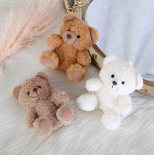 Mini Plush Teddy Bear Pendant – Curly Sitting Doll