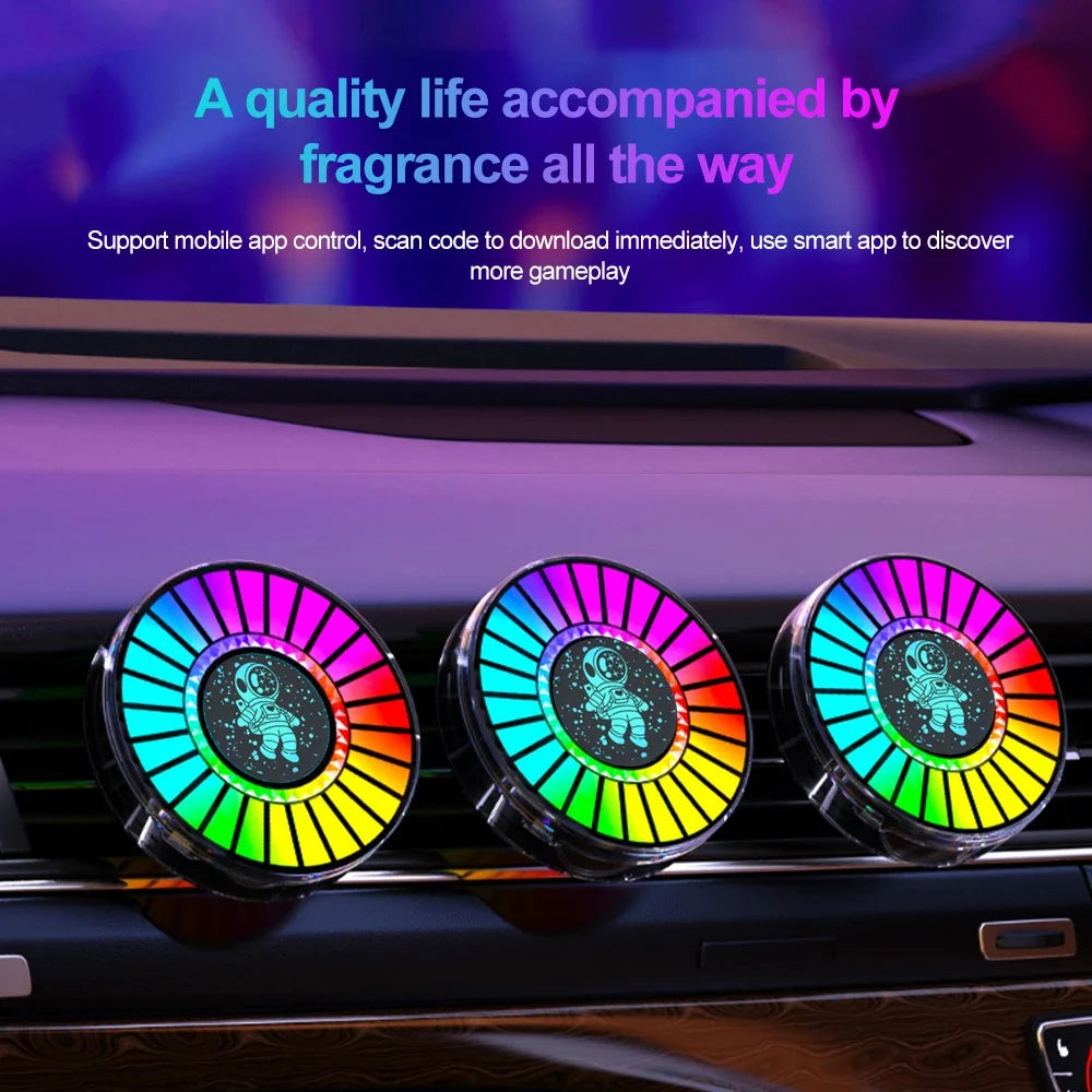 RGB Car Air Freshener with Sound-Reactive LED Lights, 26 Colors