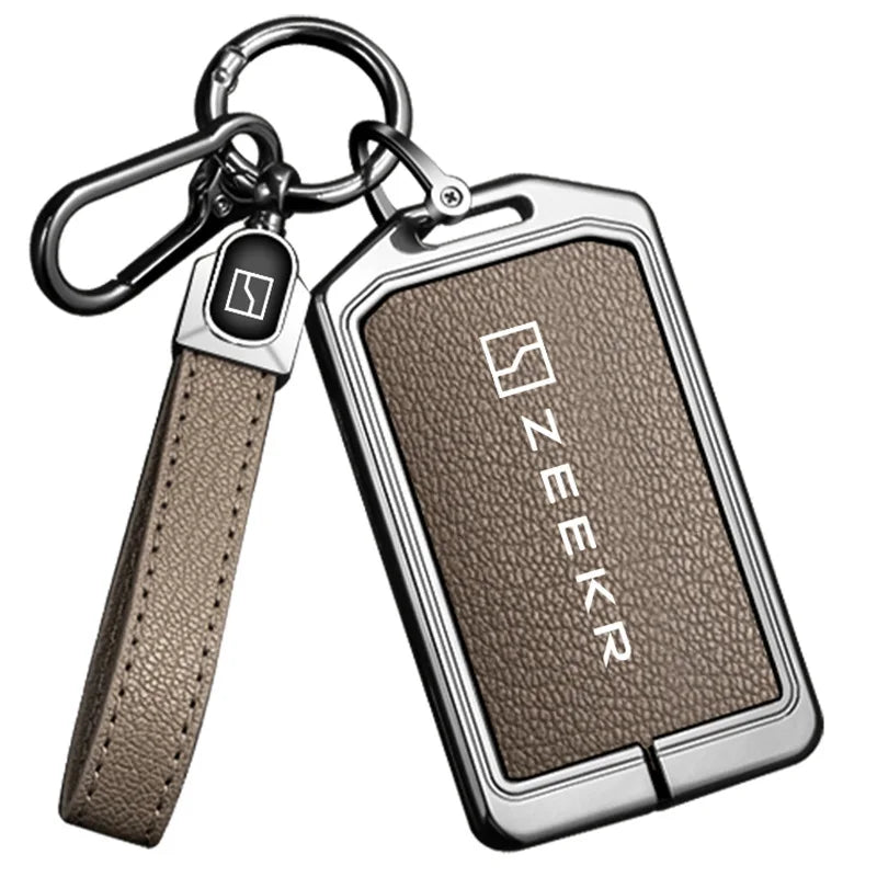 Zeekr 7X 009 007 001 NFC Zinc Alloy Leather Key Cover Case Chain