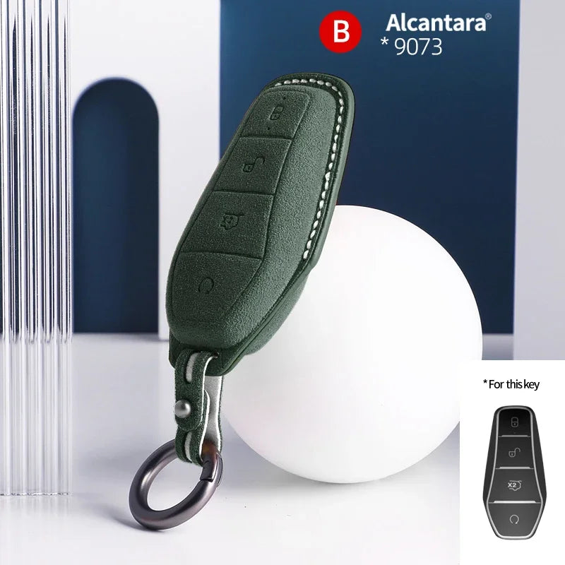 BYD Car Key Case Suede Leather Cover for Han EV Qin Song Atto 3