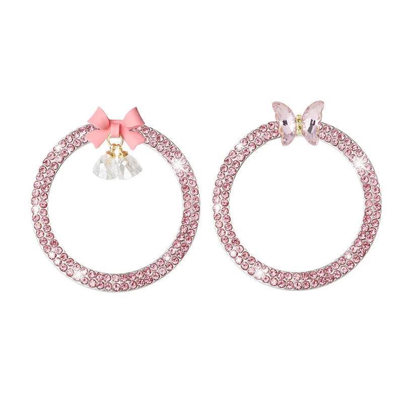 2pcs Rhinestone Car Start Button Covers Diamond Butterfly Stickers