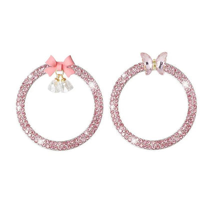 2pcs Rhinestone Car Start Button Covers Diamond Butterfly Stickers
