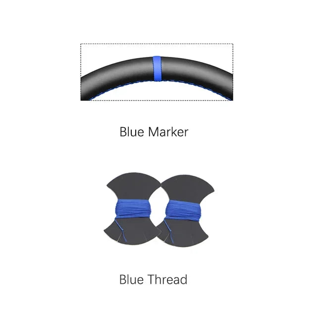Dodge and RAM Hand-Stitched Steering Wheel Cover - Blue Marker