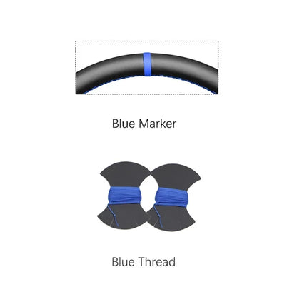 Dodge and RAM Hand-Stitched Steering Wheel Cover - Blue Marker
