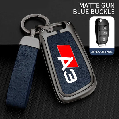 Zinc Alloy Leather Car Key Case Cover For Audi A3 S3 RS3 Keychain