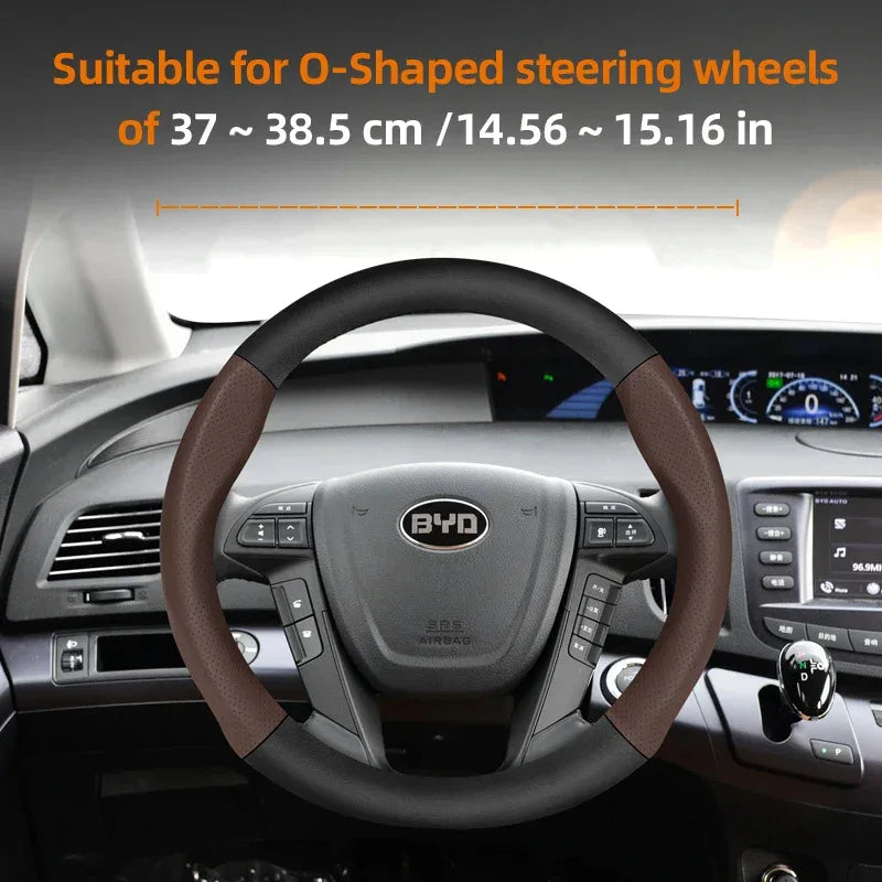 BYD Breathable Leather Carbon Fiber Steering Wheel Cover - Universal
