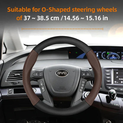 BYD Breathable Leather Carbon Fiber Steering Wheel Cover - Universal