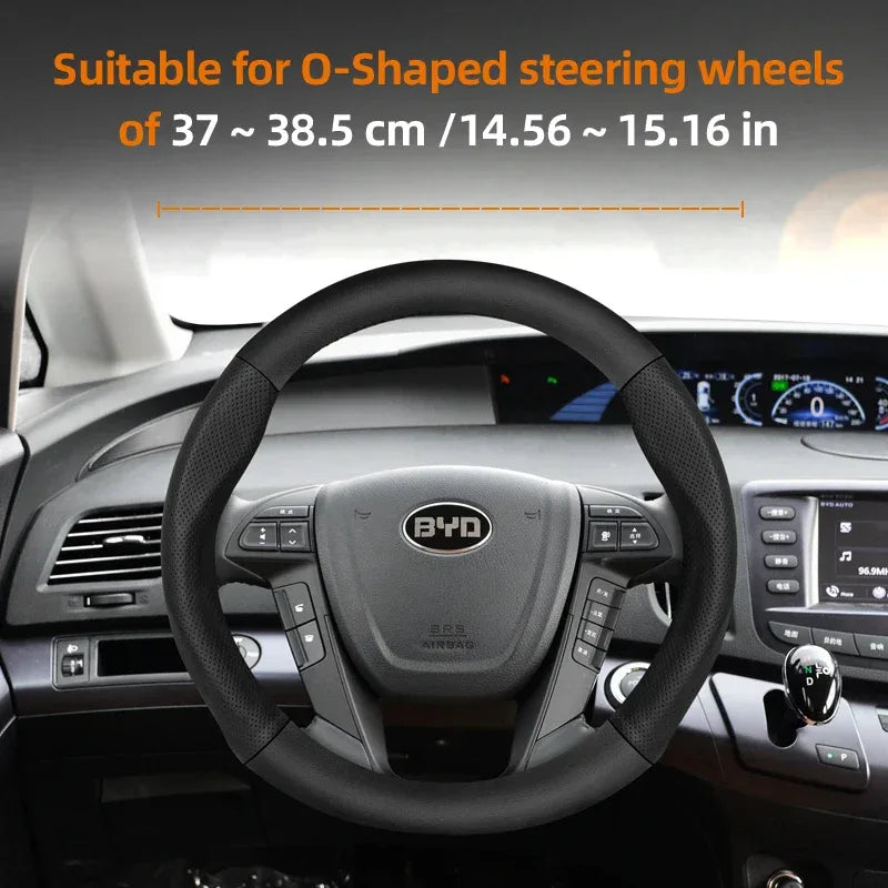BYD Breathable Leather Carbon Fiber Steering Wheel Cover - Universal