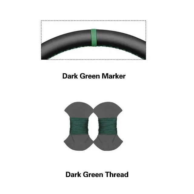 Dodge and RAM Hand-Stitched Steering Wheel Cover - Dark Green Marker