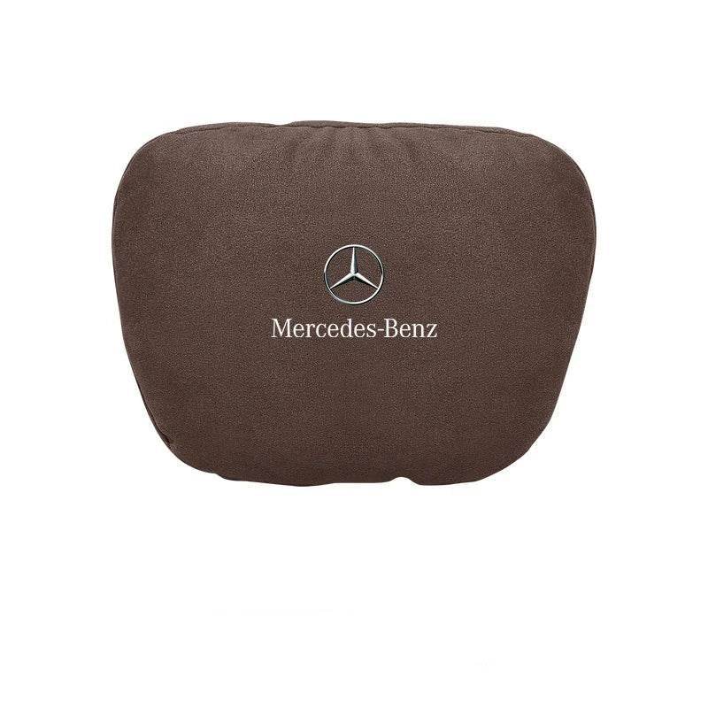 Mercedes Benz Neck Pillow & Lumbar Support Cushion | For A B C E S V R-Class, CLA, GLA, GLB, GLC, GLE, SLK, A45, C43 - Cognac.