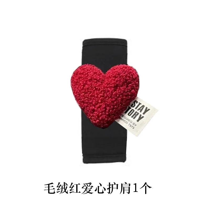 Ice Silk Car Seat Belt Covers Red Heart Retro Design Shoulder Pads