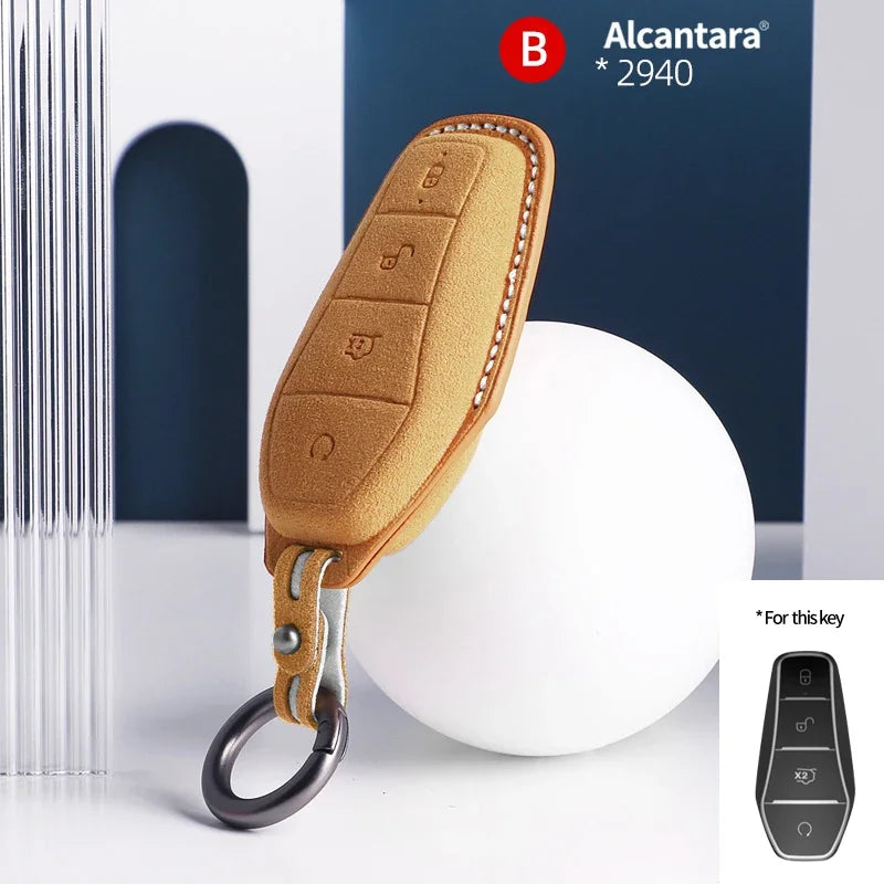 BYD Car Key Case Suede Leather Cover for Han EV Qin Song Atto 3