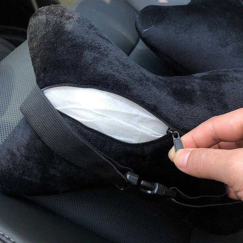 Myk plysj bil nakkepute croissant design benformet hodestøtte