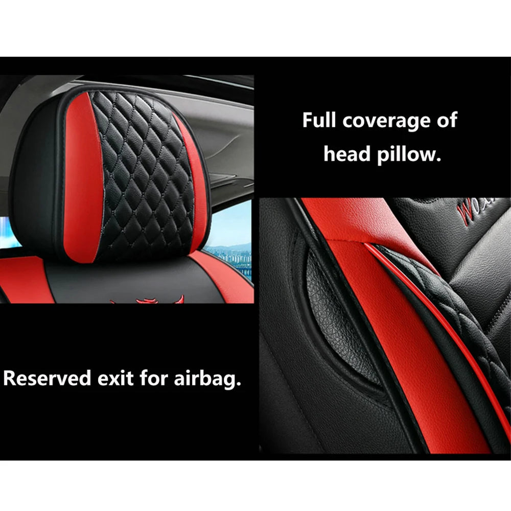 Universal Faux Leather Car Seat Cover - Black Front