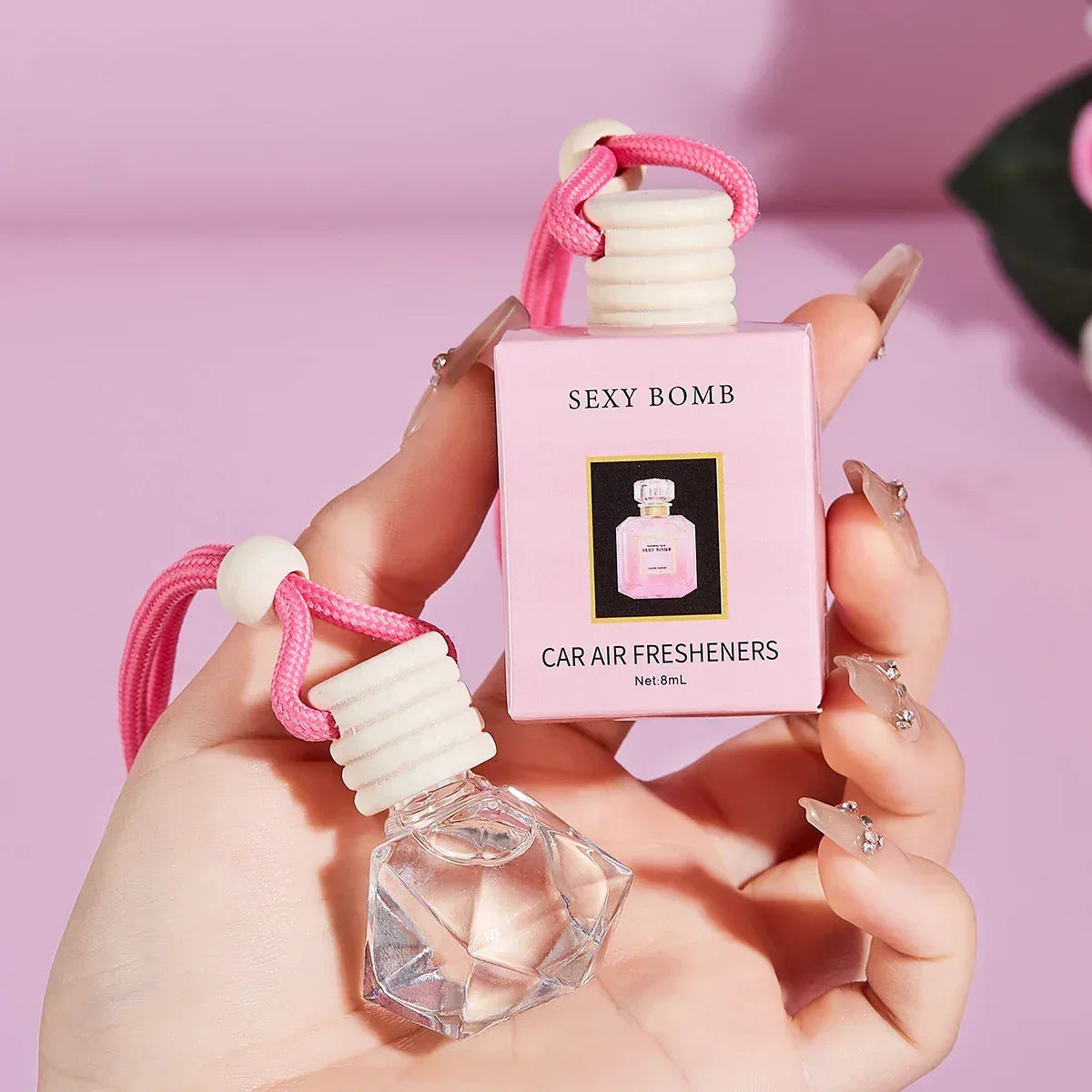 Pink Hanging Car Air Freshener Perfume Pendant - Sexy Bomb