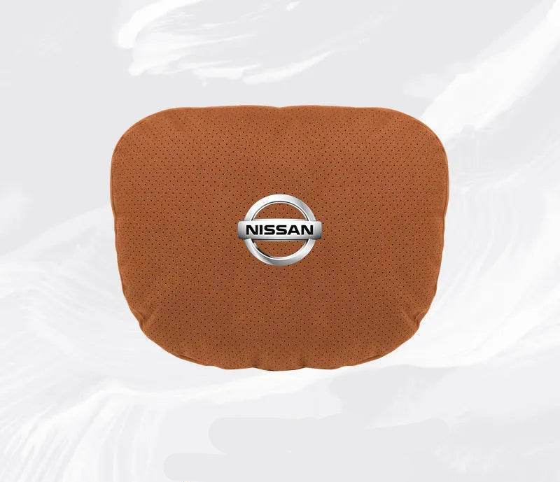 Nissan Car Neck & Lumbar Support Pillow for Sentra, Altima, X-Trail, Qashqai, Kicks & More - headrest 1pc white