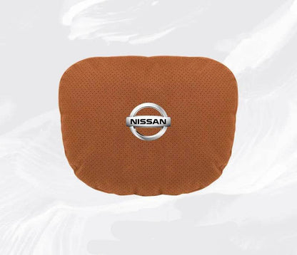 Nissan Car Neck & Lumbar Support Pillow for Sentra, Altima, X-Trail, Qashqai, Kicks & More - headrest 1pc white