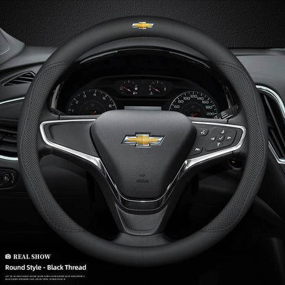 Chevrolet Leather Steering Wheel Cover – Fits Cruze, Camaro, Malibu, Silverado & More - DX-B