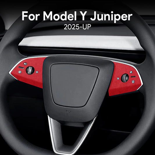 Tesla Model Y Steering Wheel Trim | Italian Suede Panel Stickers (2025+) - 6408 Bottom
