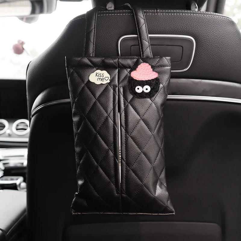 Cloud Cartoon Car Tissue Box Holder - Leather Headrest Mount Organizer