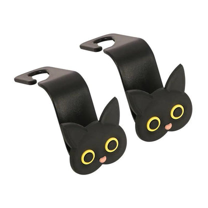 3D Cartoon Cat Car Headrest Hooks 2Pack Storage Organizer Rack