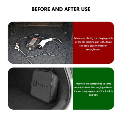 Waterproof Zeekr EV Charging Cable Storage Organizer Bag – front view