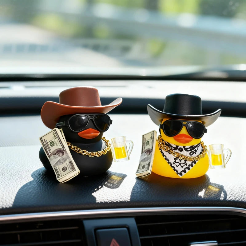 Cowboy Rubber Duck Car Ornament - 2 PCS Rich Duck