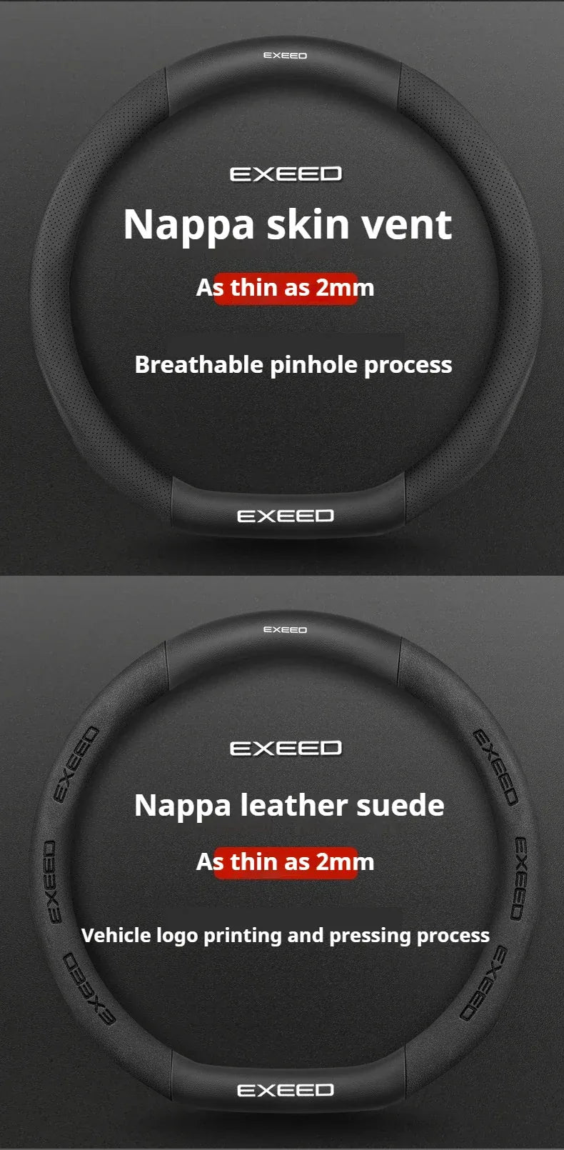 Chery Exeed Carbon Fiber Leather Suede Steering Wheel Cover - D Black-Carbon Fiber